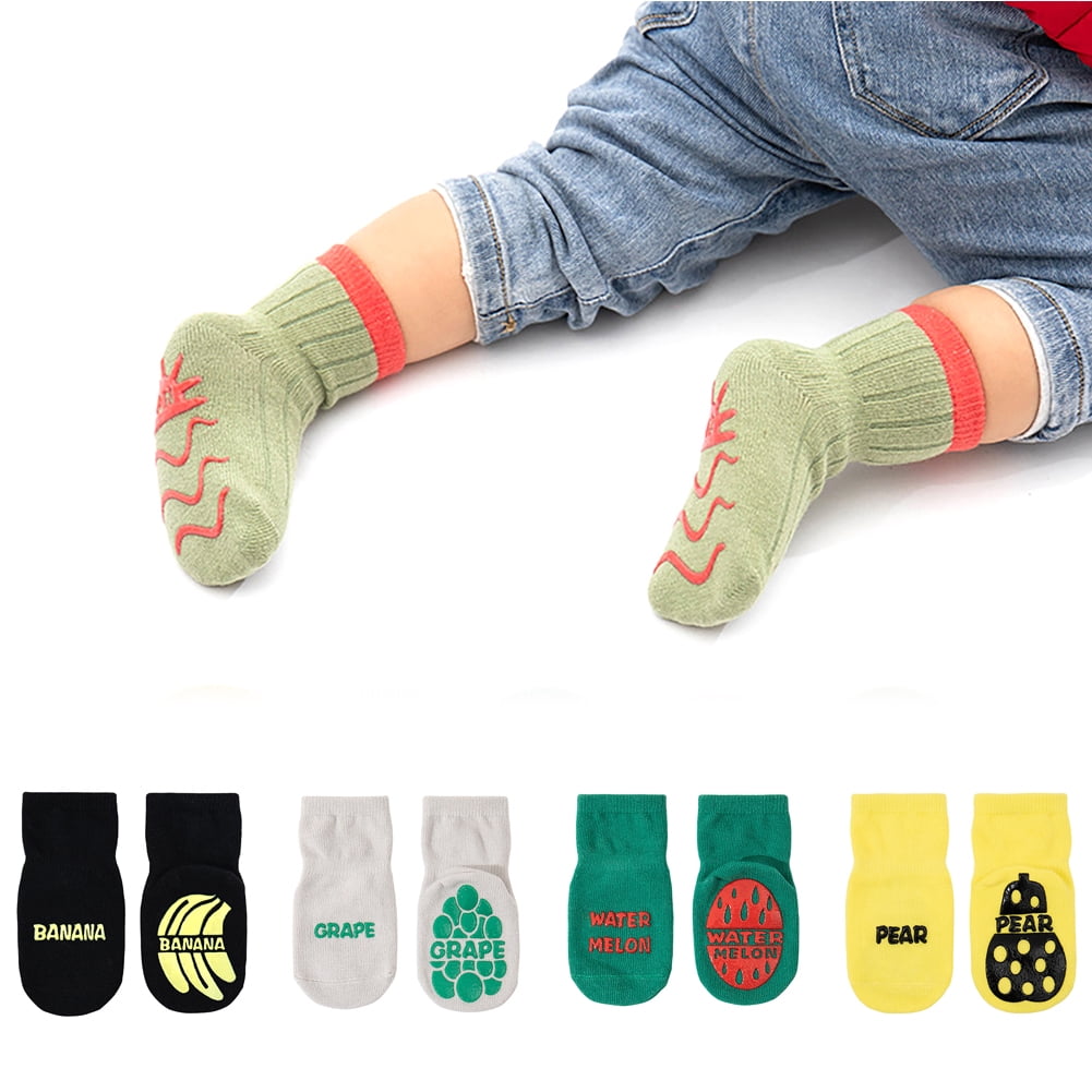 Visland 1/5 Pair Baby Boys Girls Socks with Grips Toddler Kid NonSkid