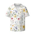 thumbnail image 2 of Lafuoo Watercolor Floral A Pattern Men's Cuban Collar Short Sleeve Shirt, Button-Down Resort Beach Pocket Shirt-XX-Large, 2 of 7