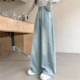 thumbnail image 4 of EnJoCho Girls Denim Jeans Wide Leg High Waist Elastic Waist Side Bow Lightweight Trousers Thin Bottoms Sizes 8-16 Summer Holiday Cute Casual Fashion Daily Wear, 4 of 9