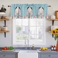 thumbnail image 4 of 2 Panels Easter Bunny Valance for Windows, Colorful Eggs Cute Rabbit Blue Country Wooden Light Filtering Kitchen Curtains, Rod Pocket Window Treatment Curtain Valances for Living Room, 60"x18", 4 of 9
