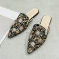 thumbnail image 4 of Mules Shoes for Women Slip On Comfortable Shoes Fashion Rhinestone Mules Flats Backless Loafers, 4 of 9