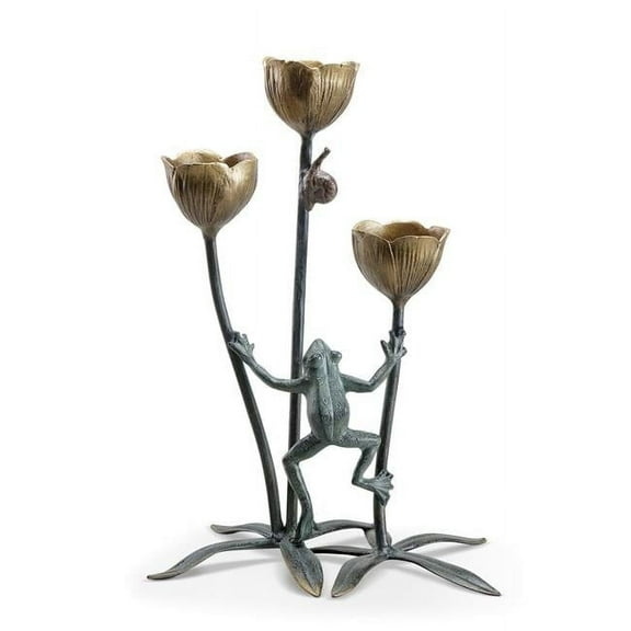 SPI Home 35169 18 in. Frog & Flower Trio Candleholder