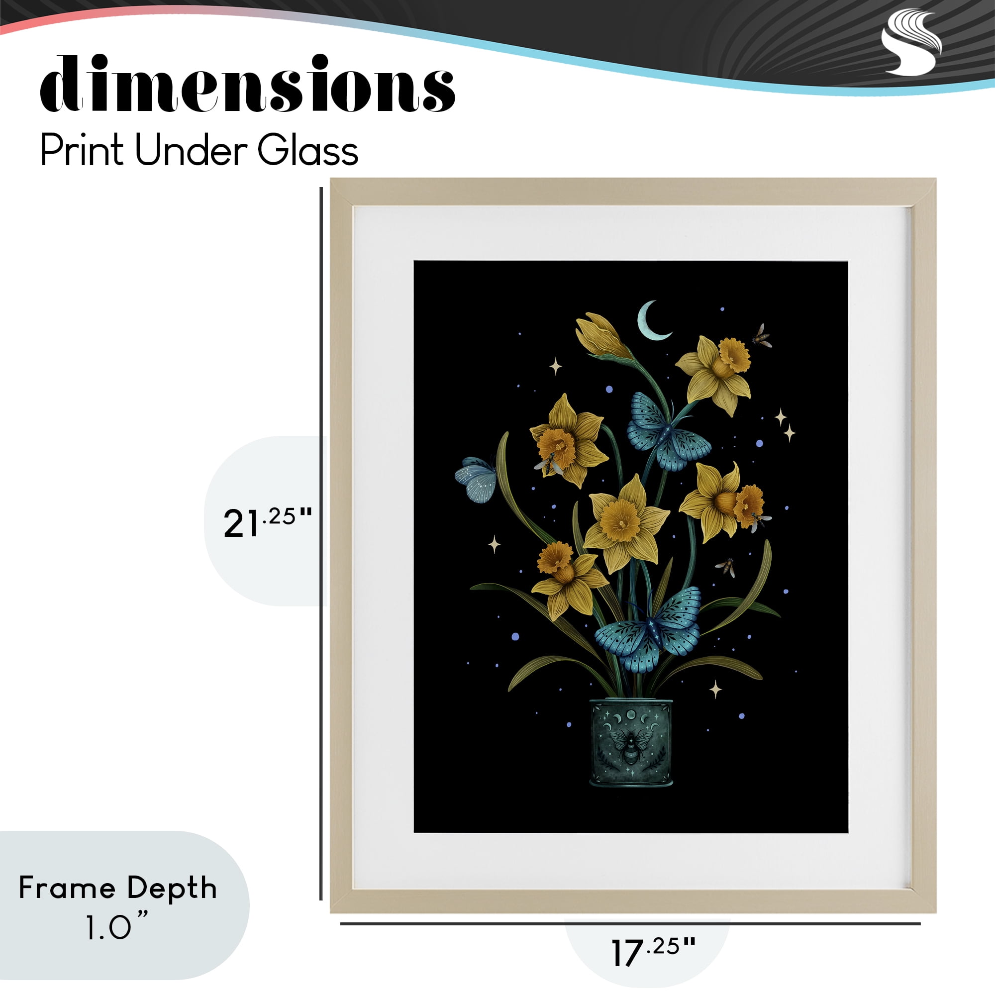 Stupell Industries Mystical March Daffodils Birch Framed Print Under Glass, design by Episodic Drawings