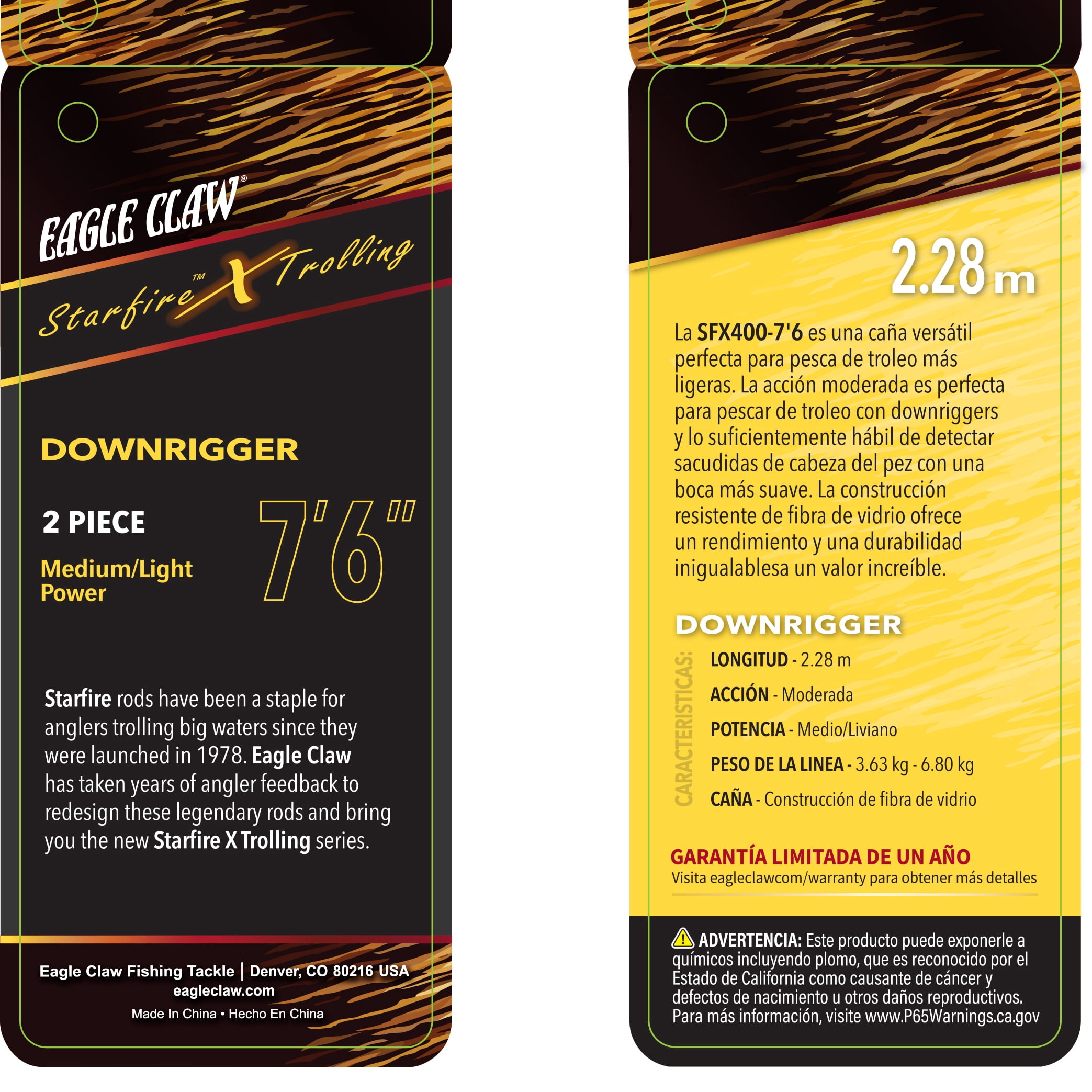 Eagle Claw Starfire X Medium Light Downrigger Rod 7'6"
