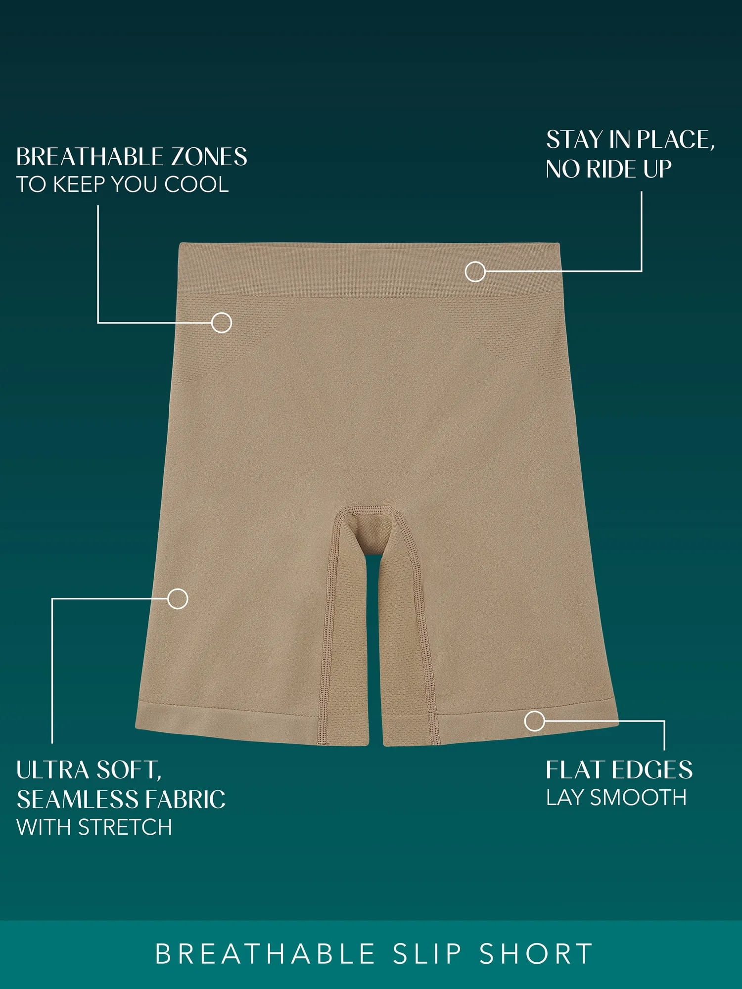 Vanity Fair Radiant Women's Seamless Slip Shorts, Breathable Smoothing Shapewear Shorts for Under Dresses and Skirts, Sizes S–3XL
