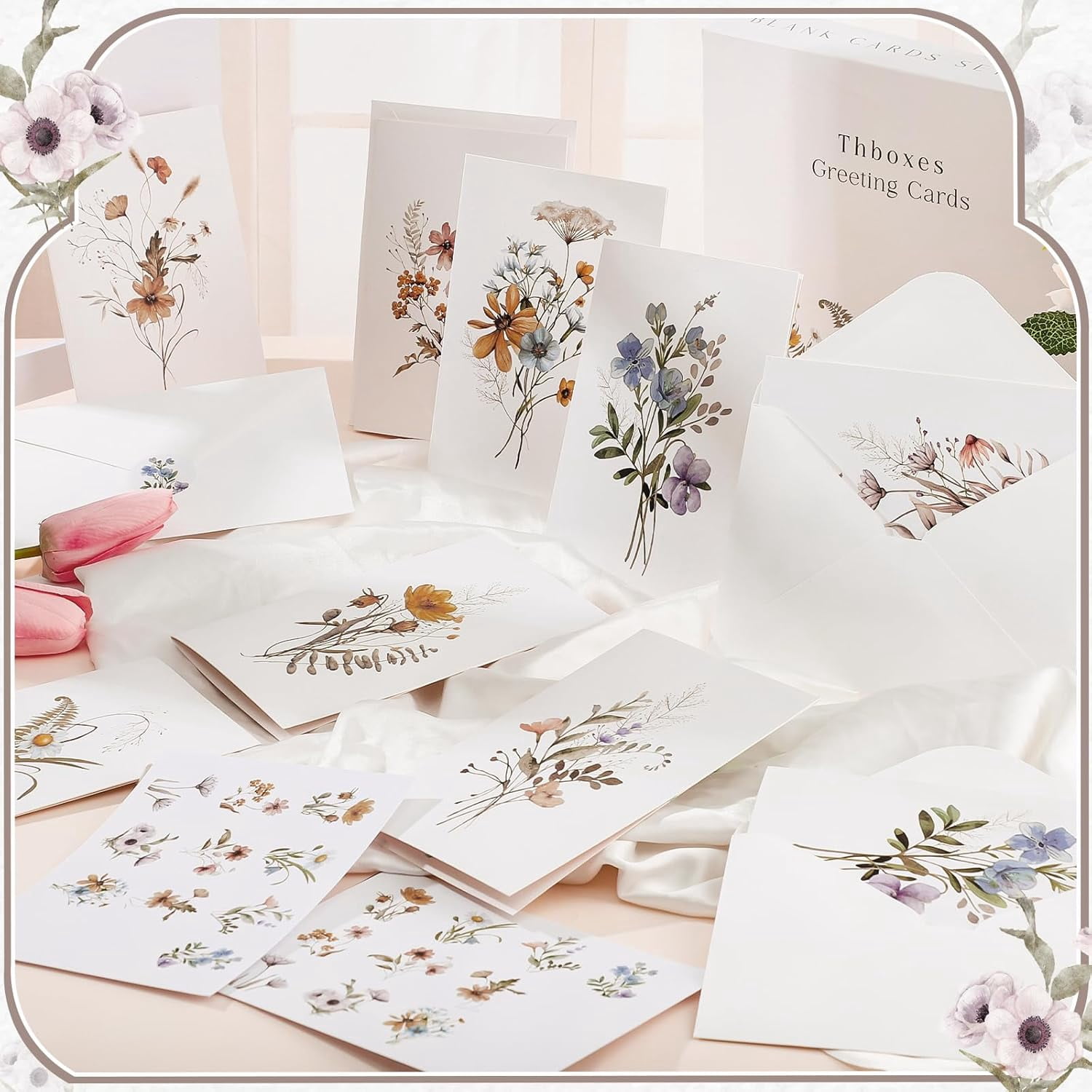 Blank Cards and Envelopes, 40 Pack Teacher Appreciation 4x6 in Note Card, Thank You Card with Stickers, Stationary Set for Graduation, Teacher's Day, Mother's Nurses Week