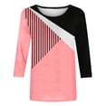 thumbnail image 4 of CALAFEBILA Womes Plus Size Tops 3/4 Sleeve Womes Plus Size Tops,Ladies Fashion Color Block Shirt Summer Striped Crew Neck Ladies Tops, 4 of 4