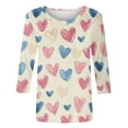 thumbnail image 5 of VKOYWKM Women's Valentine Tops Love Heart Print Blouses 3/4 Sleeve Crew Neck Casual Holiday Tees, 5 of 5