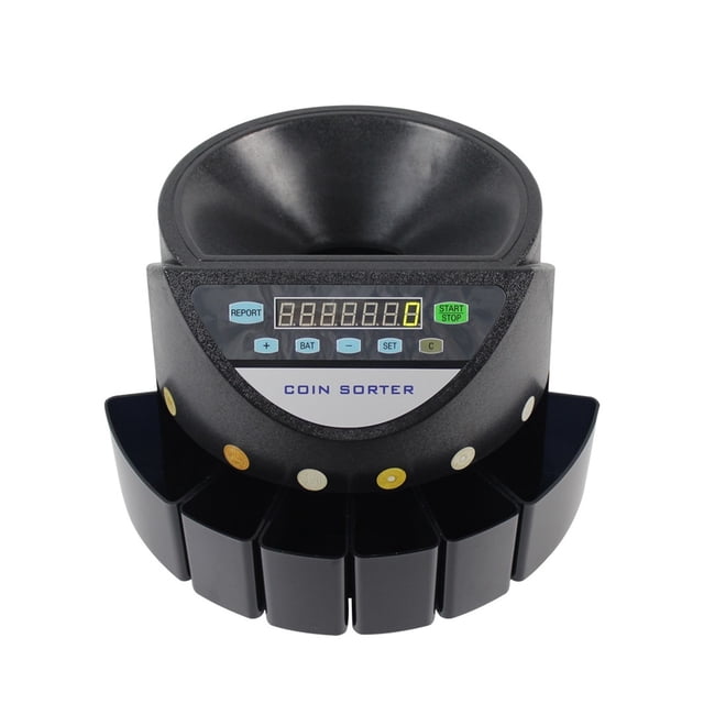 Bill Counter Machine Blue Mixed Coin Value Sorter Euro Coin Counter For European Market Coins Counting Machine With 8 Money Tube ,User Friendly