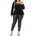 thumbnail image 2 of Agnes Orinda Women's Plus Size Velvet Sweetheart Neck Elegant Peplum Blouse 2X Black, 2 of 6