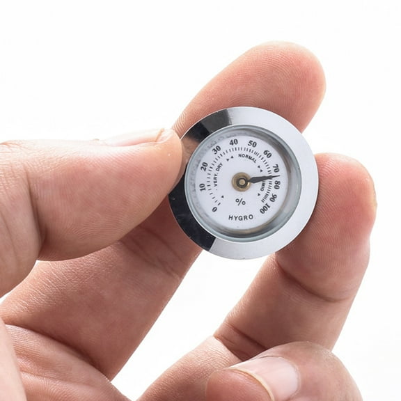 GENEMA Mini Metal Hygrometer 28mm Round Cigar Hygrometer for Cigar Humidor Precision Moisture Meter Tobacco Humidor Tool
