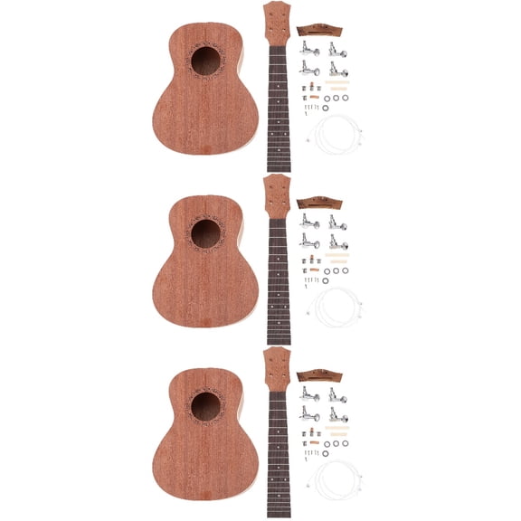 3 Sets Instrument Ukulele for Beginners 23 Inch Construction Kit Paintable