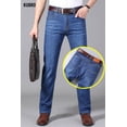 thumbnail image 2 of KUBRO, pantalones vaqueros finos de verano para hombre, pantalones vaqueros rectos azules, pantalones vaqueros holgados informales para trabajo, pantalones vaqueros de pierna ancha de alta elasticida, 2 of 5