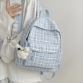 thumbnail image 6 of Plaid School Backpack, Spacious Backpack with Multi-pocket, Lightweight Breathable Bookbag for Middle School College, Blue, 6 of 9