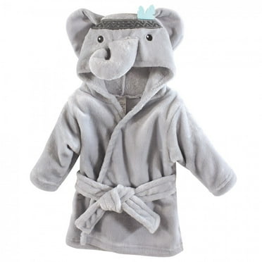 Babyhug Full Sleeves 3D Hooded Bathrobe Elephant Design - Light Grey - 4-5 YRS Grey