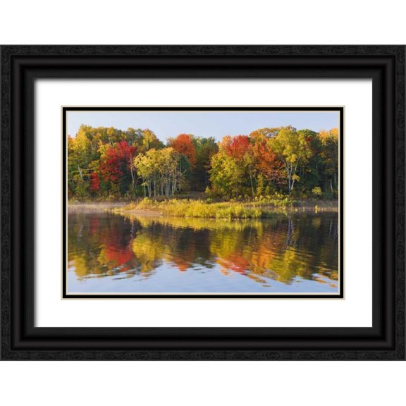 Bush, Marie 18x13 Black Ornate Wood Framed with Double Matting Museum Art Print Titled - MI, Autumn in Bond Falls Recreation Area