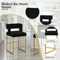 thumbnail image 5 of Lecut 26" H Counter Height Bar Stools Set of 2, Modern Velvet Bar Stools with Square Open Backrest and Gold Metal Frame, Kitchen Counter Stools for Island, Home Bar, Pub,Black+Gold, 5 of 8