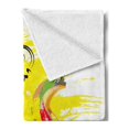 thumbnail image 2 of Jazz Music Soft Flannel Fleece Throw Blanket, Saxophone Color Paint Splash Background Design Illustration, Cozy Plush for Indoor and Outdoor Use, 70" x 90", Yellow Black, by Ambesonne, 2 of 5