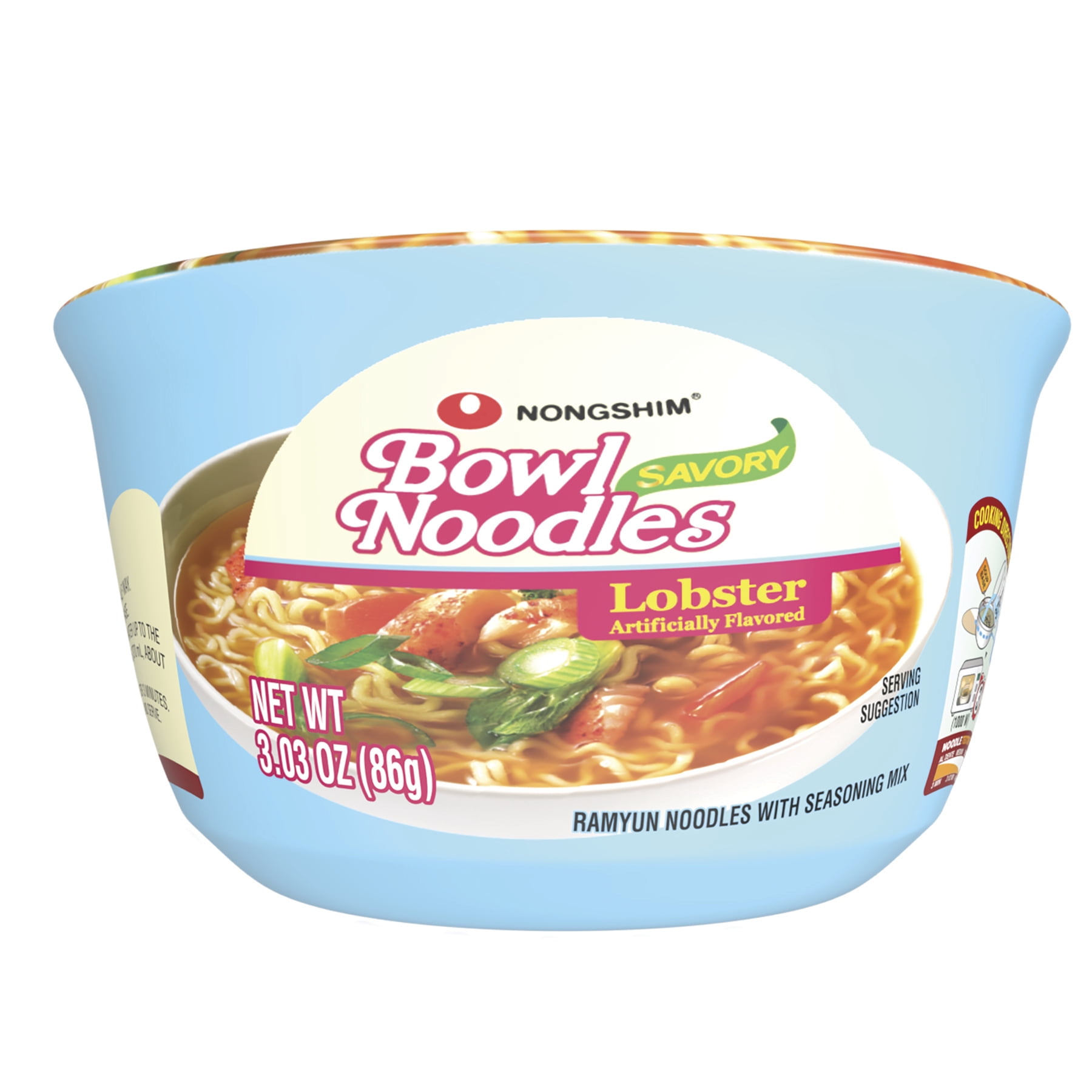 Nongshim Bowl Noodle Savory Lobster Ramyun Ramen Noodle Soup Bowl, 3