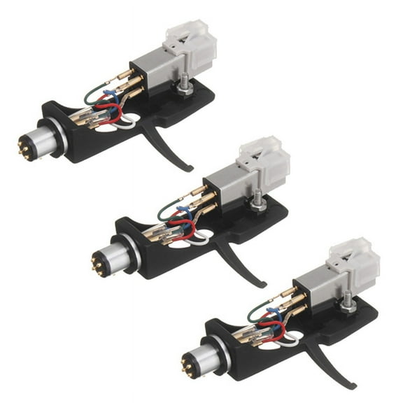 3X Stylus with Turntable Headshell 4 Pin Contacts for Phonograph Turntable Gramophone LP Vinyl Needle