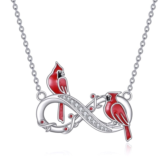 Cardinal Necklace Sterling Silver Infinity Red Cardinal Pendant Sympathy Memorial Jewelry Gifts for Women
