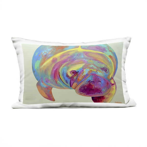Stupell Industries Mixed Hue Manatee Outdoor Printed Pillow design by Jennifer Seeley, 14 x 7 x 20