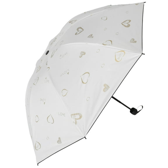 OUNONA Folding Umbrella Outdoor Rainproof Umbrella Heart Pattern Umbrella for Women