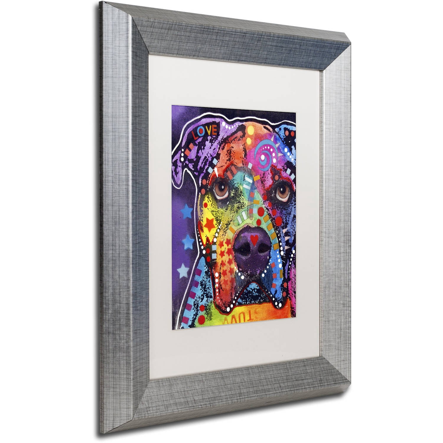 Trademark Fine Art "American Bulldog 121609" Canvas Art by Dean Russo, White Matte, Silver Frame