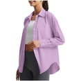 thumbnail image 2 of Htigea Women's Button Down Shirts UPF 50+ Long Sleeve Lightweight Quick Dry Summer Beach Cover Up Tops Purple S, 2 of 8