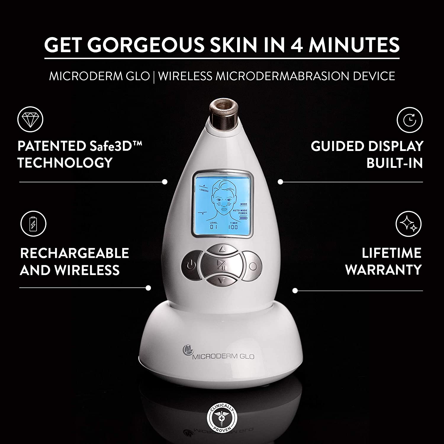 Microderm GLO Diamond Microdermabrasion Machine and Suction Tool, Clinical Micro Dermabrasion Kit, White - image 3 of 6