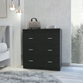thumbnail image 2 of Modern 3 Drawer Dresser, Double Chest of Drawers with Storage, Clothing Organizer with Cut-Out Handle, Dresser Chest, Wood Storage Cabinet for Living Room, Bedroom, Hallway, Black, 2 of 7