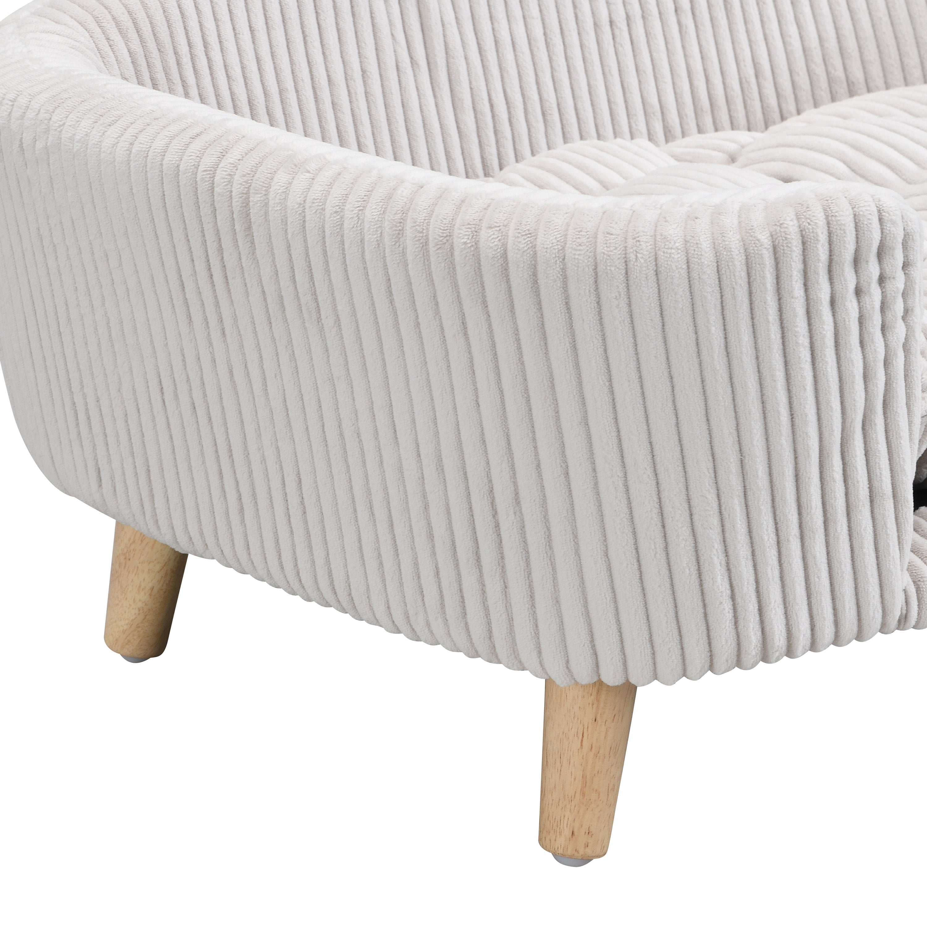 Elevated Dog Bed with Corduroy Fabric and Rubber Wood Legs, Orthopedic Pet Couch and Small Dog Sofa for Dogs up to 25 lbs, Beige