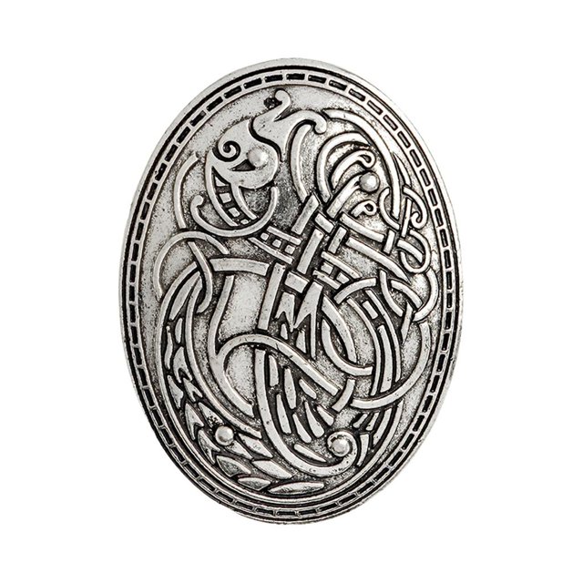 Escudo de Medieval Nórdico Símbolo Broche Oval Chal Suéter Pin Plata Hugo Vintage Viking Norse Broche