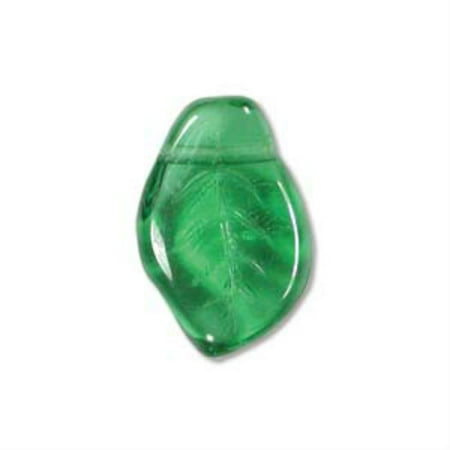 Czech Leaf Light - Czech Glass 7x12mm Leaf Bead, Emerald Green (50)