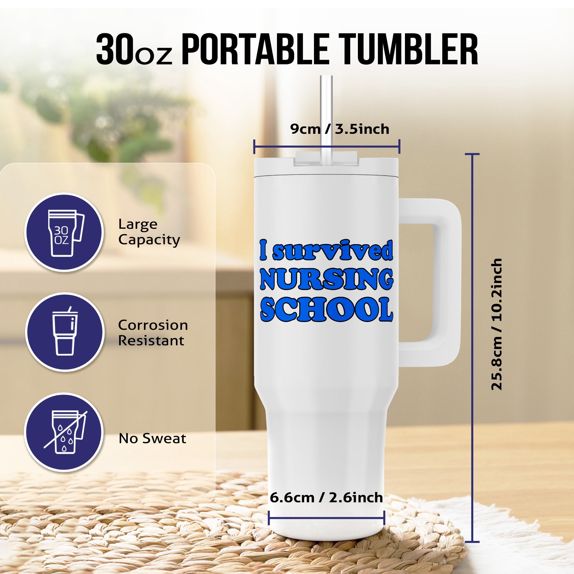 I Survived Nursing School Blue, 30oz Tumbler
