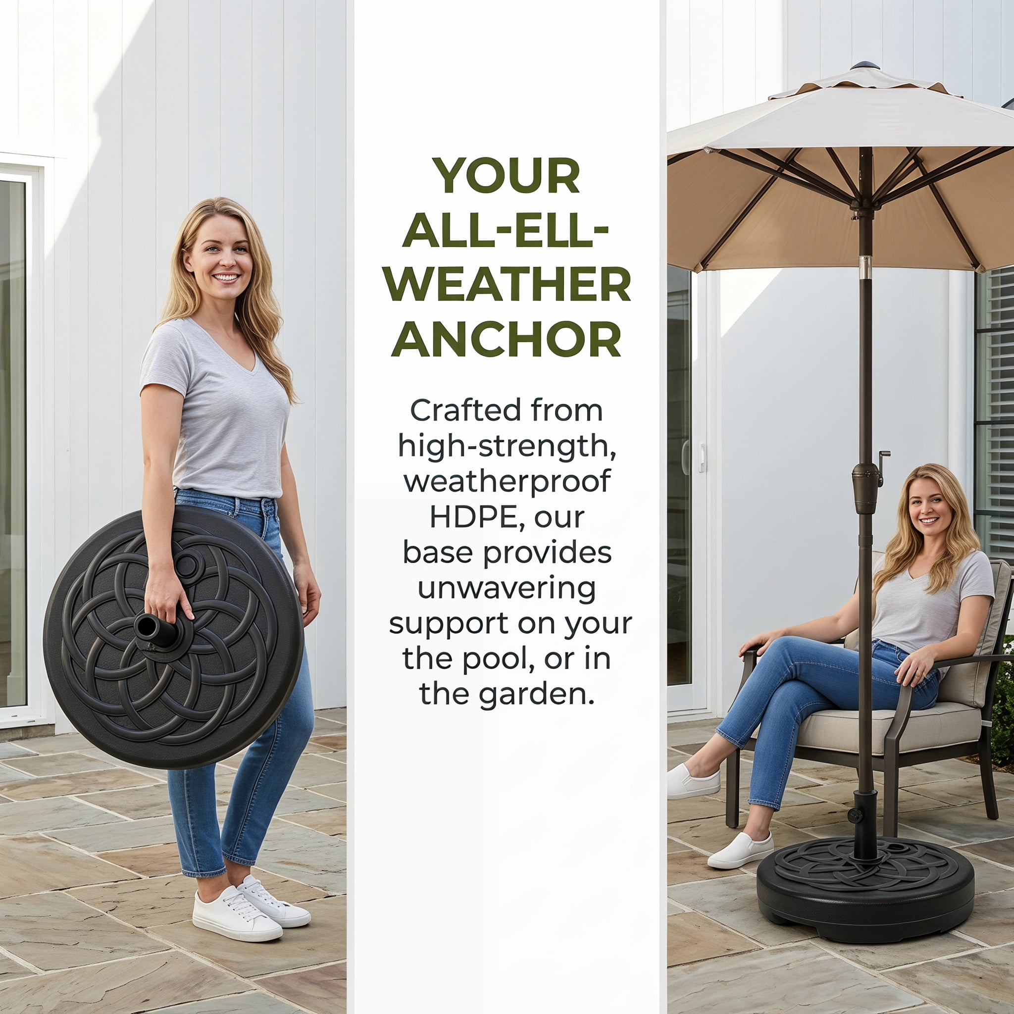 Kadyn Patio Umbrella Base, Heavy Duty Stand Umbrella Base Stand,22 Inch Fillable Heavy-Duty Round Patio Umbrella Base Stand