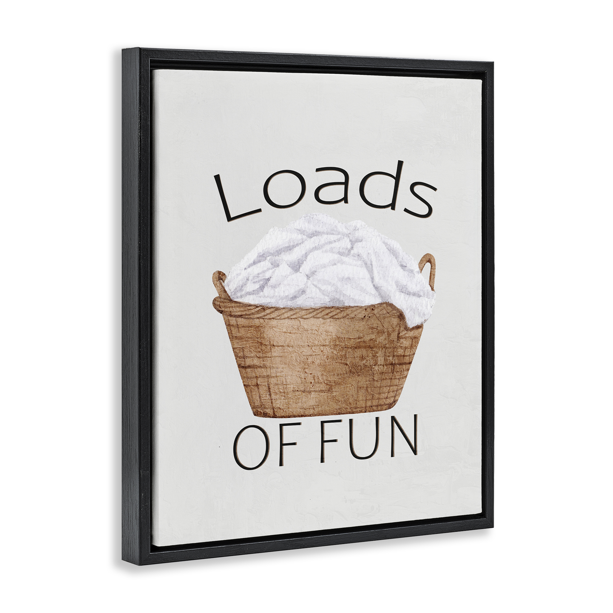 Loads Of Fun Laundry Basket Black Framed Floater Canvas Wall Art, design by Kim Allen