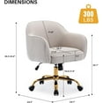 thumbnail image 2 of Home Office Desk Chair with Arms Gold Wheels Modern Velvet Upholstered Rolling Computer Chair Mid-Back Ergonomic Adjustable Swivel Vanity Chair for Bedroom Study Office, Beige,Corduroy, 2 of 6