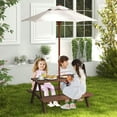 thumbnail image 4 of Kids Picnic Table Set, Outdoor Children Table with Umbrella, Foldable Wooden Kids Activity Table and Benches, Child-Safe Material with Rounded Corners, Multicolor and Brown Finish, 4 of 9
