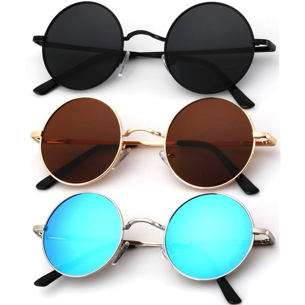 Gafas de sol KALIYADI redondas polarizadas retro de metal UV400 45 mm