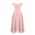 thumbnail image 2 of Linjinx Kids Flower Girl Chiffon Junior Bridesmaid Dresses Off Shoulder Wedding Party Dress Pageant Pink 10, 2 of 6