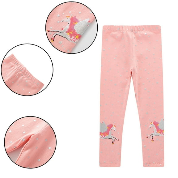Godderr Kids Toddler Baby Leggings Print Spring Fall Leggings for Girls Stretch Pants Kids Baby Elasticated Trousers Legging Pants for Girls 2-7 Years