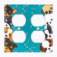 thumbnail image 2 of Metal Light Switch Plate Outlet Cover (Cute Tcup Dog Teal - Double Duplex), 2 of 2