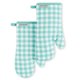thumbnail image 1 of Juego de 2 guantes de cocina KitchenAid Gingham Aqua Sky Cotton, 1 of 5