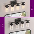 thumbnail image 3 of EDISHINE 4-Light Modern Black Bathroom Light Fixtures with Glass Shades, 3 of 9