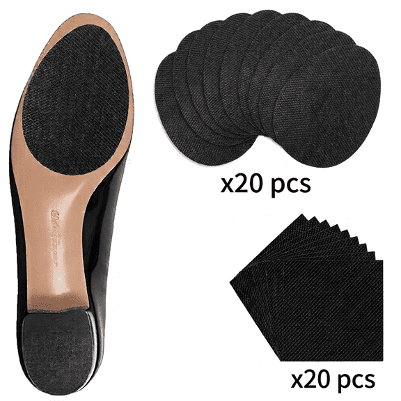MoHern 40pcs Self-Adhesive Grid Anti-Slip Shoe Sole Protectors, Wear-Resistant Waterproof Forefoot Pads for High Heels, Mix Oval and Cuttable Square, 2.6"x3.5" and 2.6"x2.6",