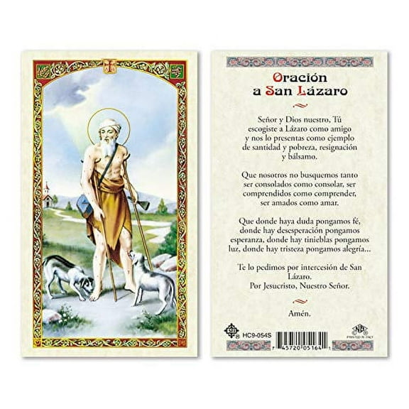 SAN LAZARO SPANISH HOLY CARD LAMINATED PRAYER CARDS