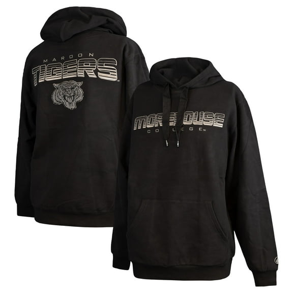 Men's FISLL Black Morehouse Maroon Tigers Puff Print Sliced Pullover Hoodie