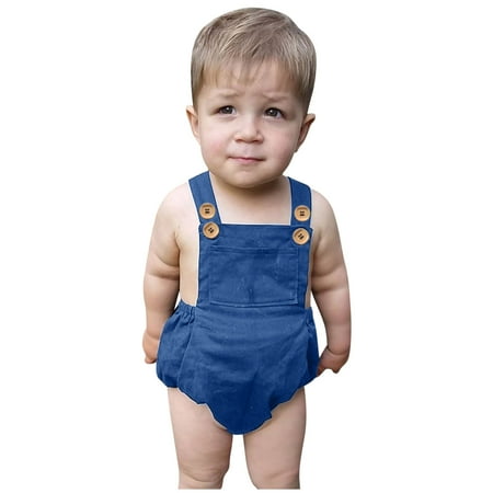 

QWERTYU Newborn Infant Baby Toddler Strap Sleeveless Bodysuit for Girl Boy 0-24M Blue 70