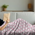 thumbnail image 3 of Cartoon Soft Flannel Fleece Blanket, Simplistic Cartoon Illustration of Repeated Pattern Modern Artwork Print, Cozy Plush for Indoor and Outdoor Use, 50" x 60", Baby Pink and White, by Ambesonne, 3 of 5